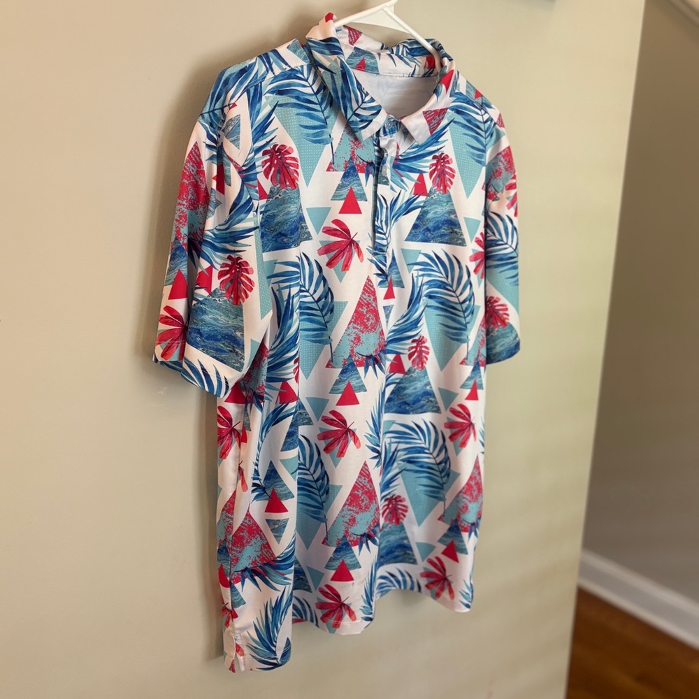 🏌️‍♂️ Yatta Golf Polo – Men’s Large – Tropical Print Performance Shirt 🌴🌊 - Picture 2 of 7